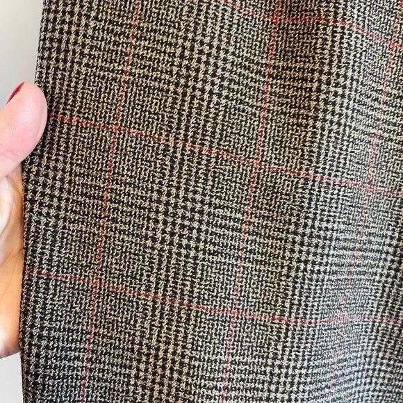 VTG Jennifer & Grace Brown Wool Plaid Pleated Front Cuffed Trouser Pants | SZ 12 - Picture 7 of 10